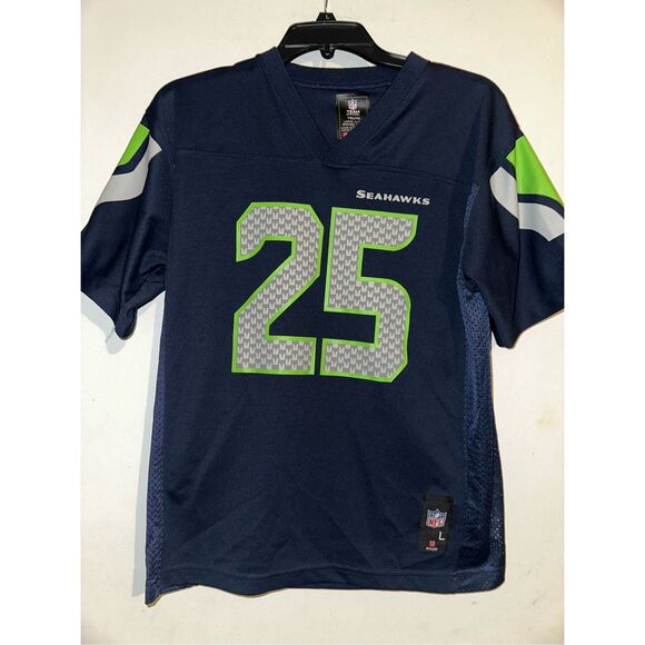 Richard Sherman #25 Seattle Seahawks NFL NIKE Home Blue Game Jersey Youth Large - Picture 1 of 5